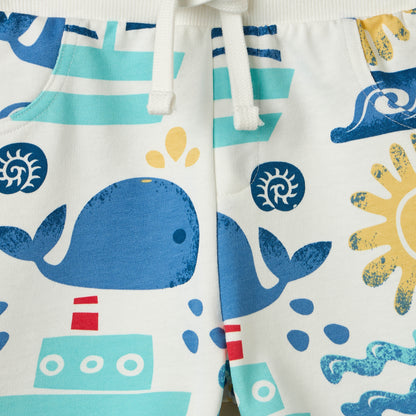 Printed Cotton T-shirt and Shorts Set
