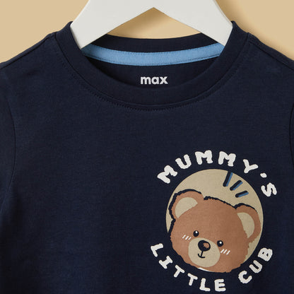Bear Print Cotton T-shirt and Shorts Set