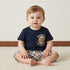 Bear Print Cotton T-shirt and Shorts Set - Blue / 12-18 mths