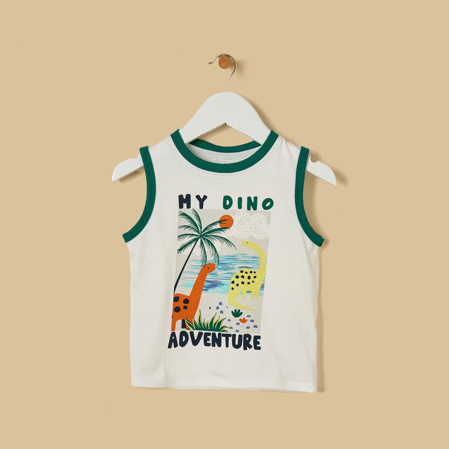 Dinosaur Print Sleeveless Cotton T-shirt and Shorts Set