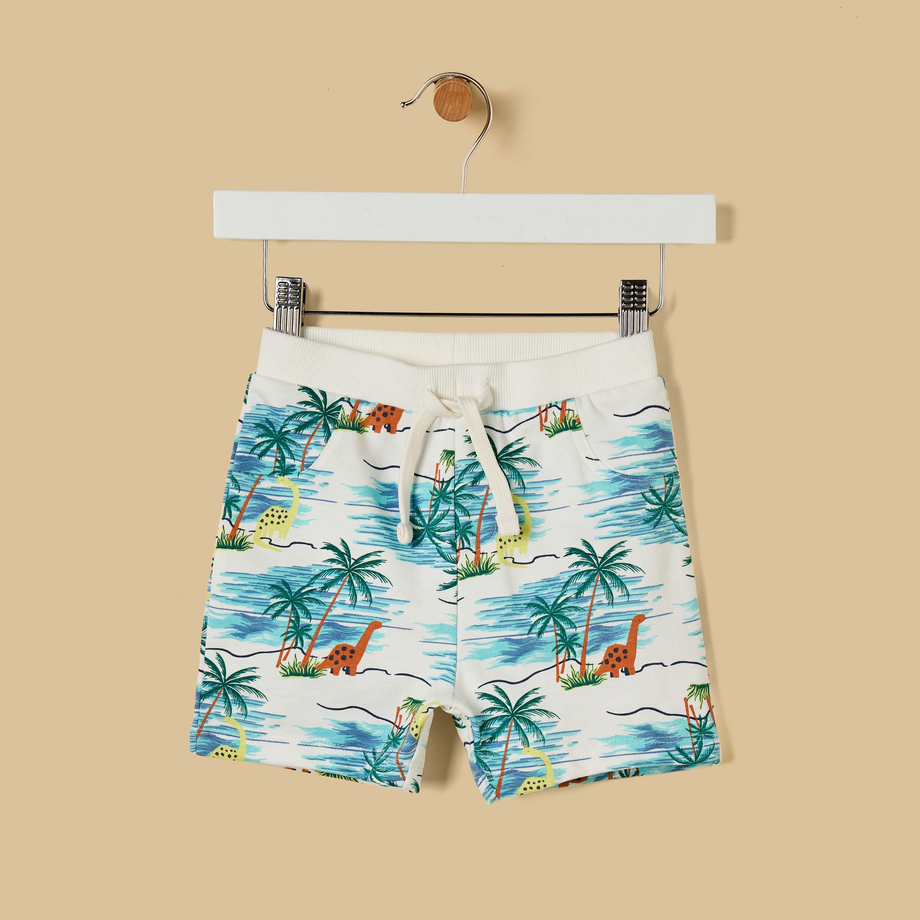 Dinosaur Print Sleeveless Cotton T-shirt and Shorts Set