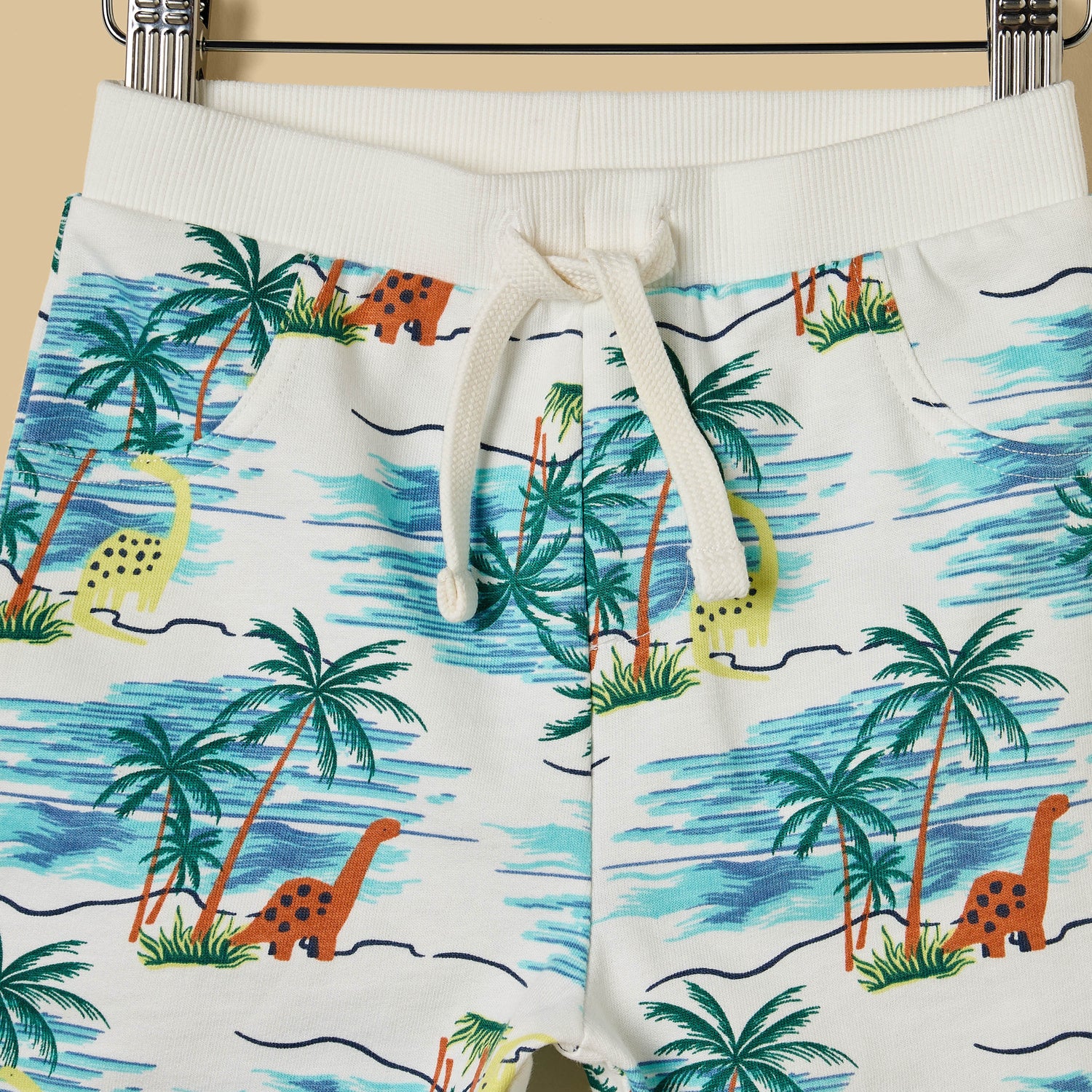 Dinosaur Print Sleeveless Cotton T-shirt and Shorts Set