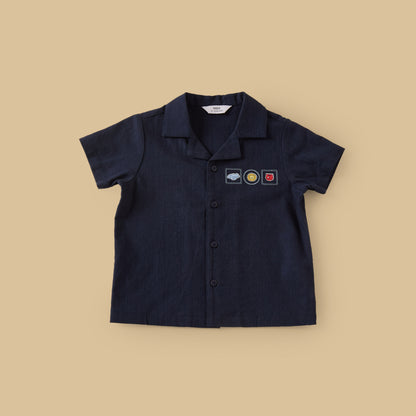 Graphic Print Cotton Shirt with T-shirt and Shorts