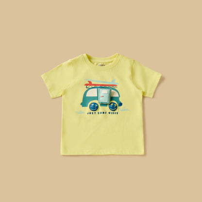 Printed Cotton T-shirt with Shirt and Shorts Set