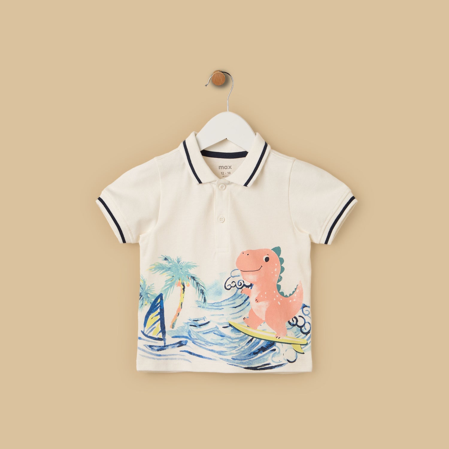 Dinosaur Print Cotton Polo T-shirt and Shorts Set