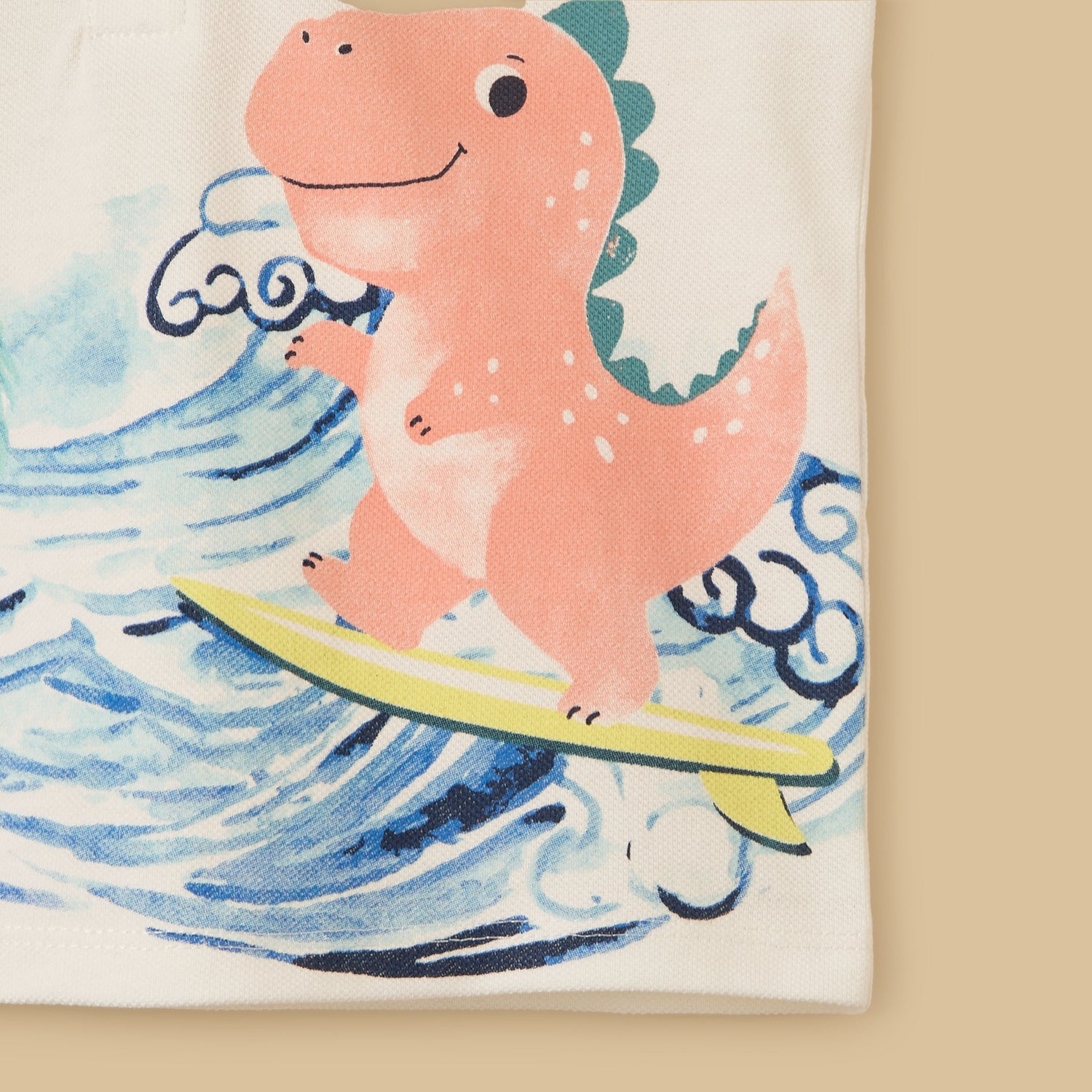 Dinosaur Print Cotton Polo T-shirt and Shorts Set