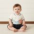 Dinosaur Print Cotton Polo T-shirt and Shorts Set - Cream / 6-9 mths