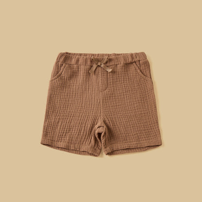 Printed Double Gauze Cotton Shirt with Shorts and Hat