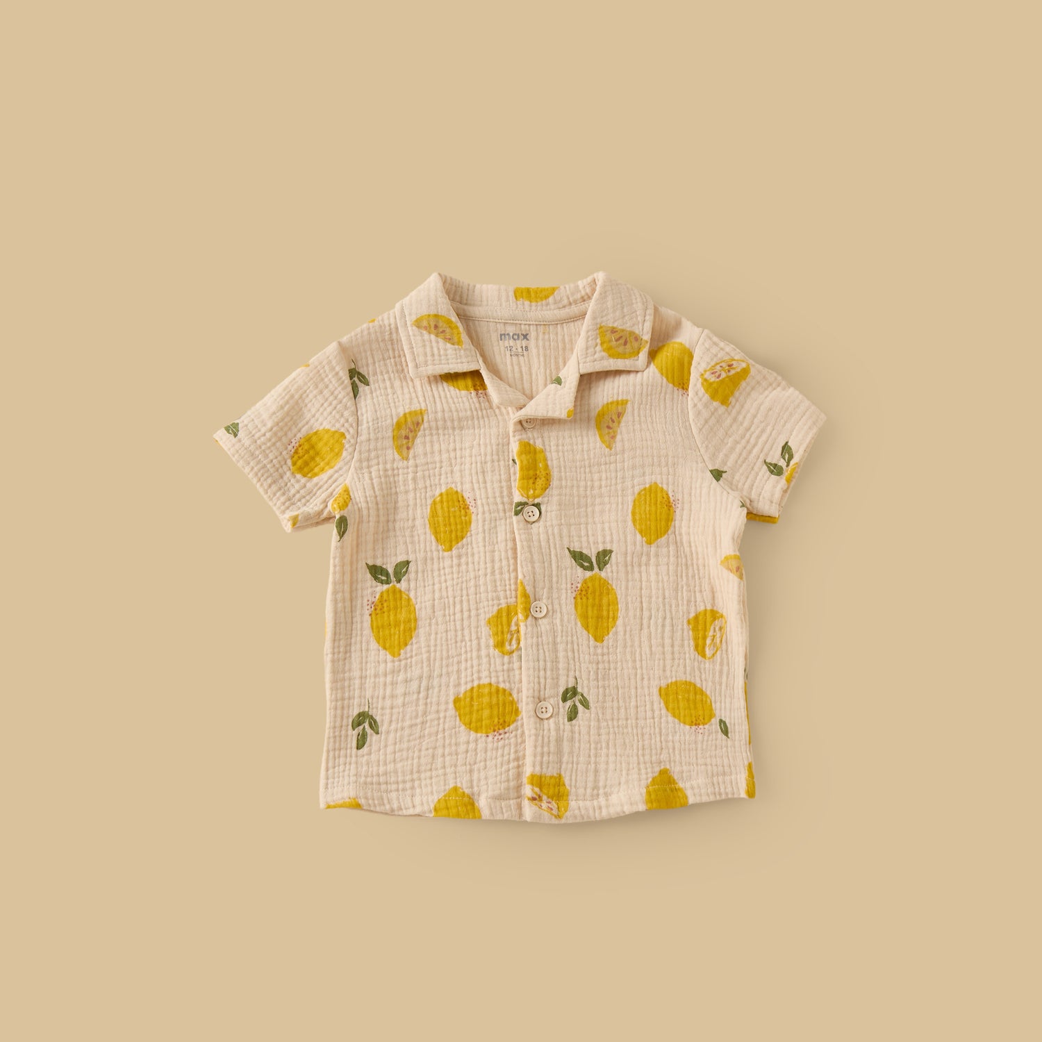 Lemon Print Double Gauze Cotton Shirt with Shorts and Hat