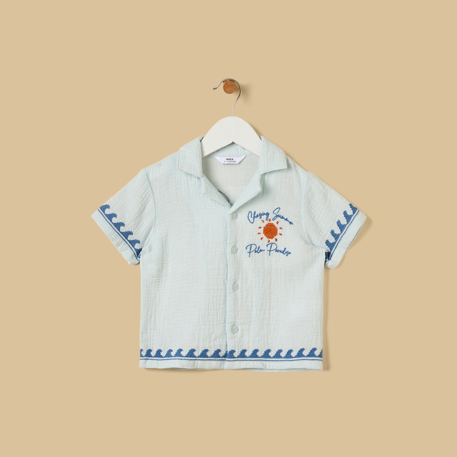 Embroidered Cotton Shirt and Shorts Set