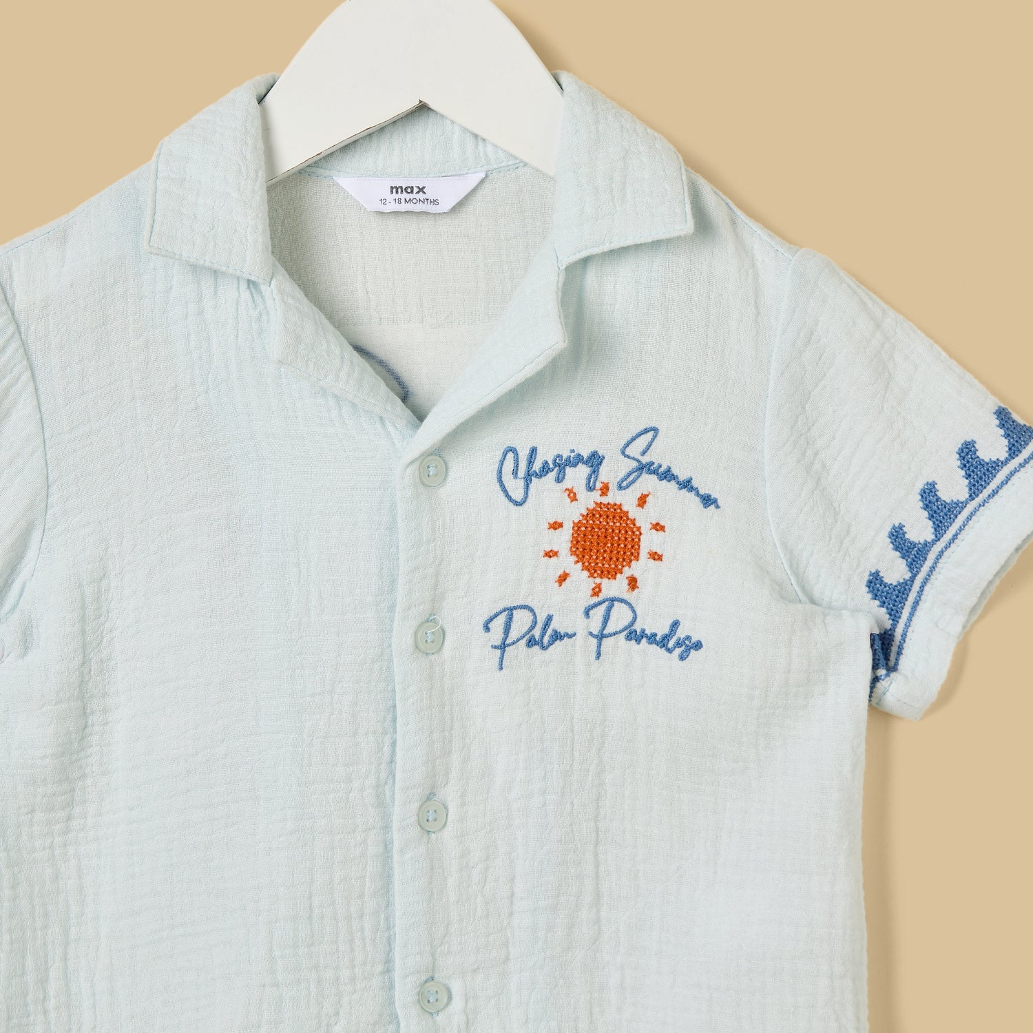 Embroidered Cotton Shirt and Shorts Set