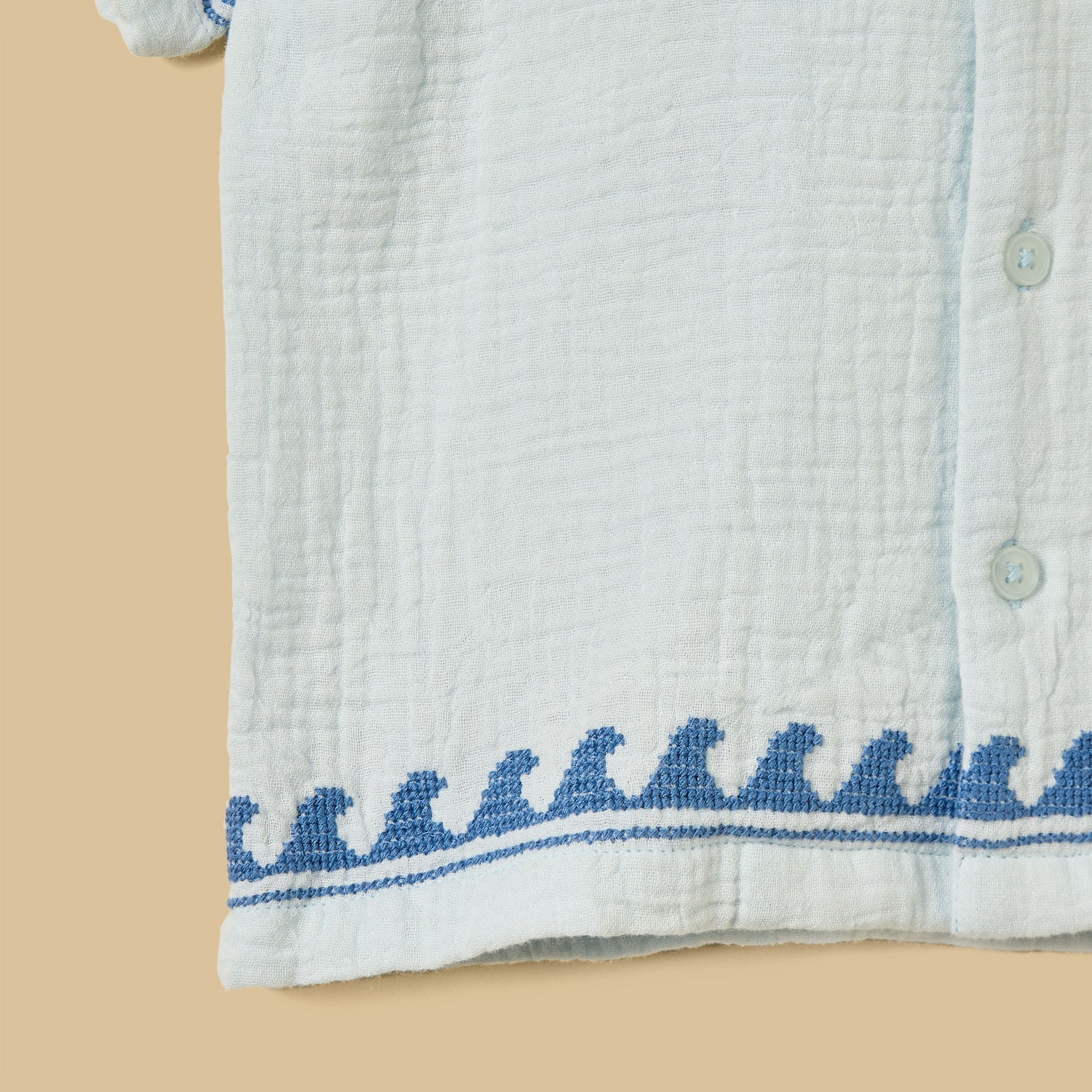 Embroidered Cotton Shirt and Shorts Set