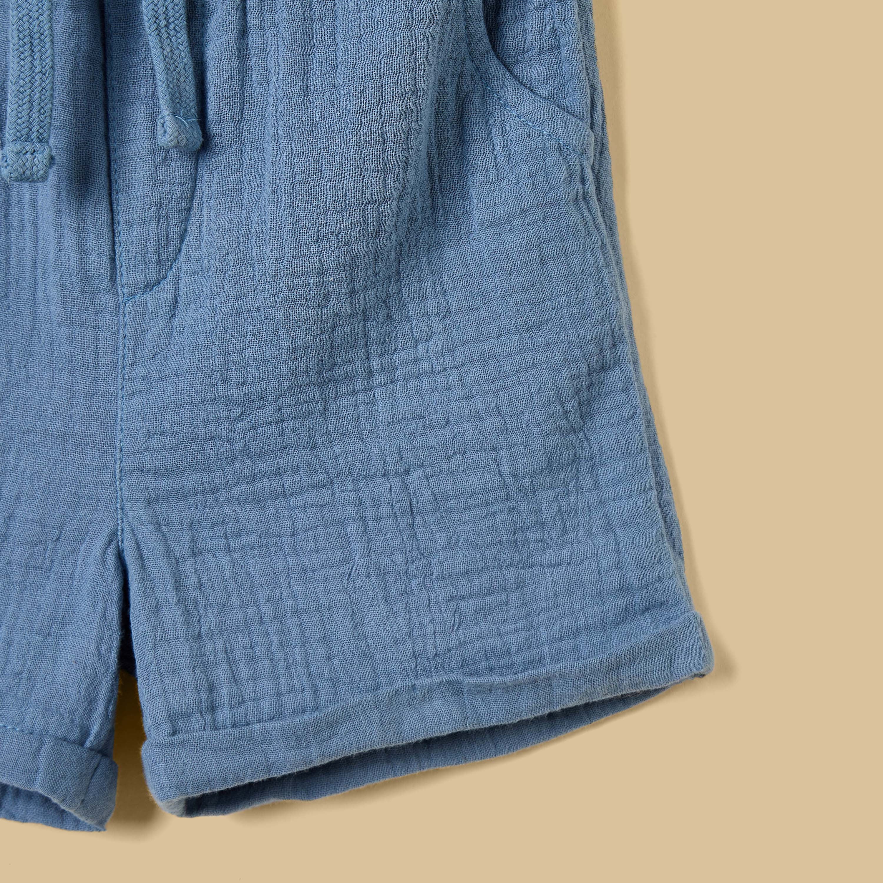 Embroidered Cotton Shirt and Shorts Set
