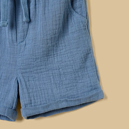Embroidered Cotton Shirt and Shorts Set