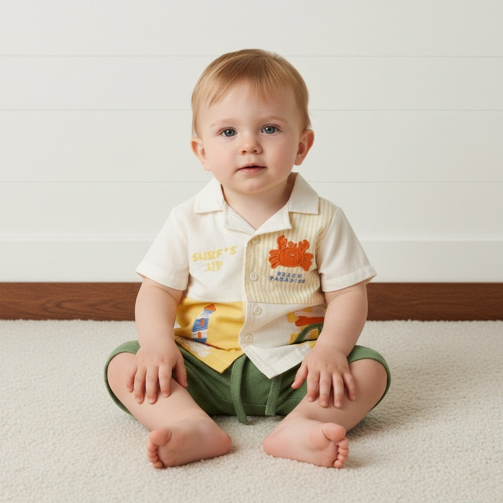 Beach Applique Shirt and Shorts Set - Multicolour / 12-18 mths