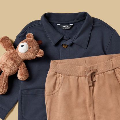 Plain Cotton Shirt with Joggers and Soft Toy