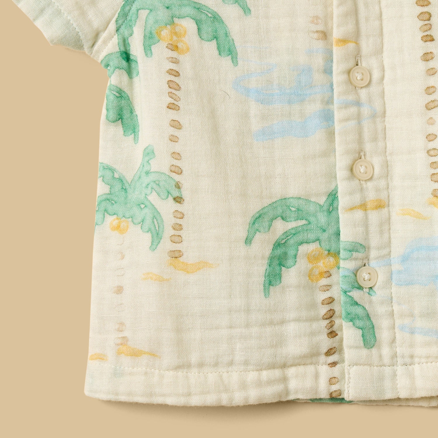 Palm Tree Print Cotton Shirt