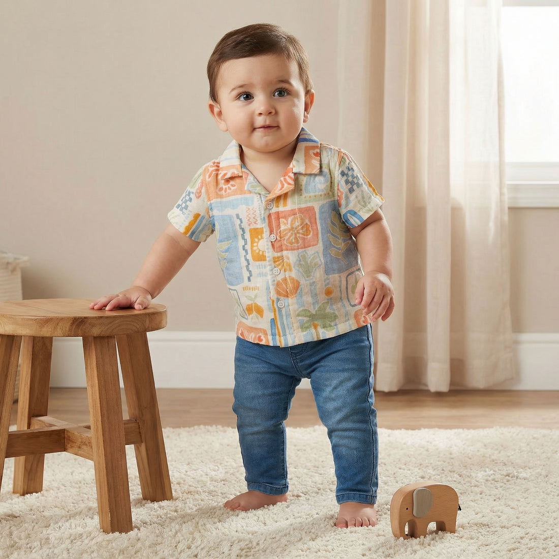 Tile Print Cotton Shirt