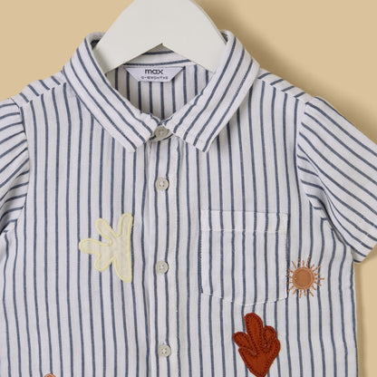 Striped Cotton Shirt with Embroidery