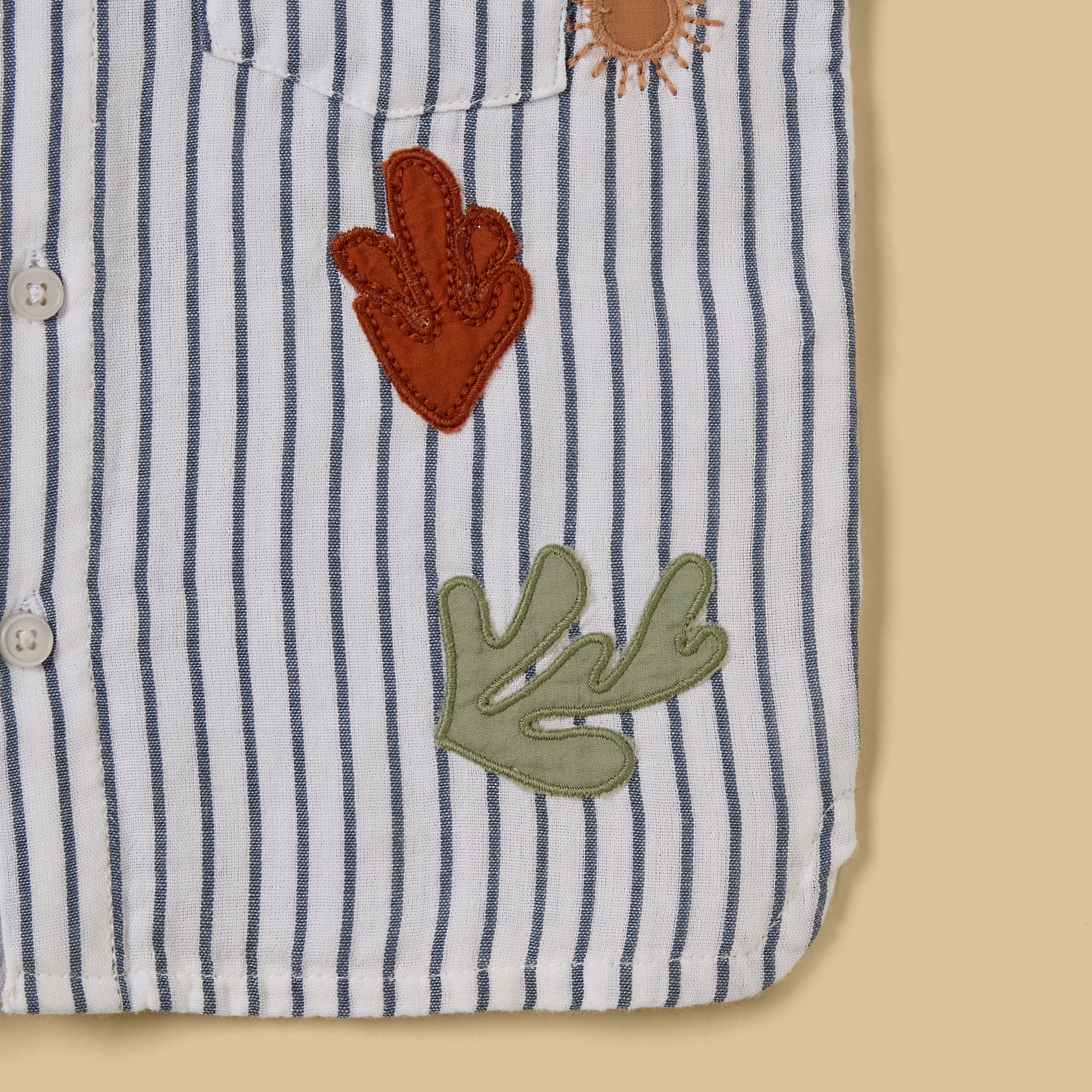 Striped Cotton Shirt with Embroidery
