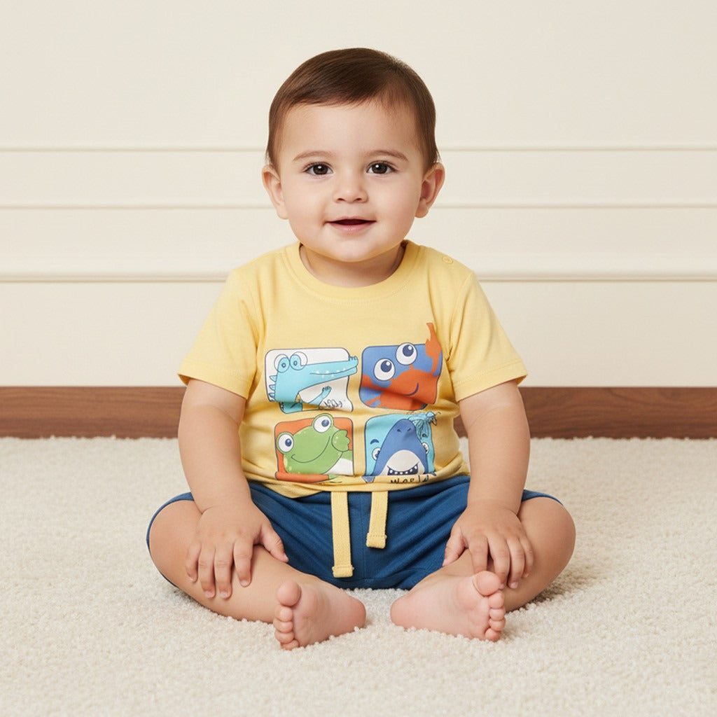 Printed Cotton T-shirt and Shorts Set