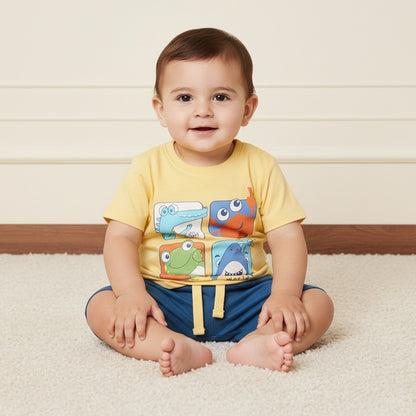 Printed Cotton T-shirt and Shorts Set