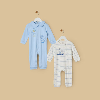 Pack of 2 - Winnie The Pooh Print Cotton Sleepsuit - Multicolour / 12-18 mths
