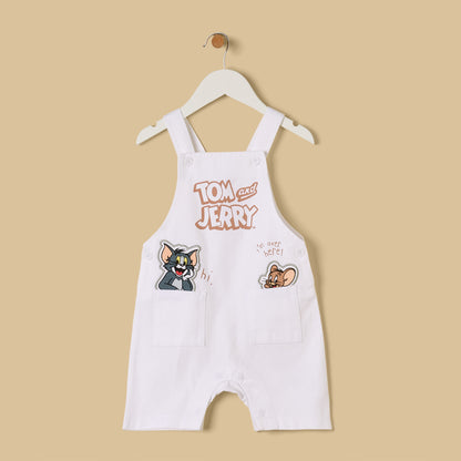 Tom and Jerry Print Cotton Dungaree and T-shirt Set