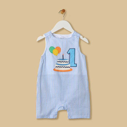 Birthday Embroidered Romper with Crown