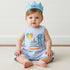 Birthday Embroidered Romper with Crown - Blue / 9-12 mths