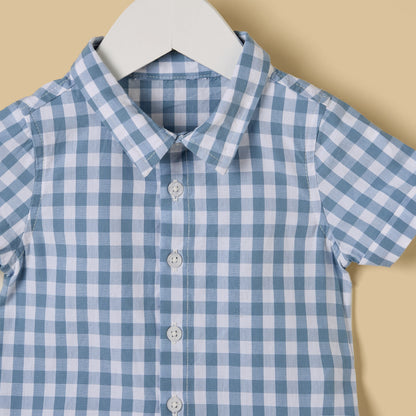 Gingham Cotton Shirt and Shorts Set