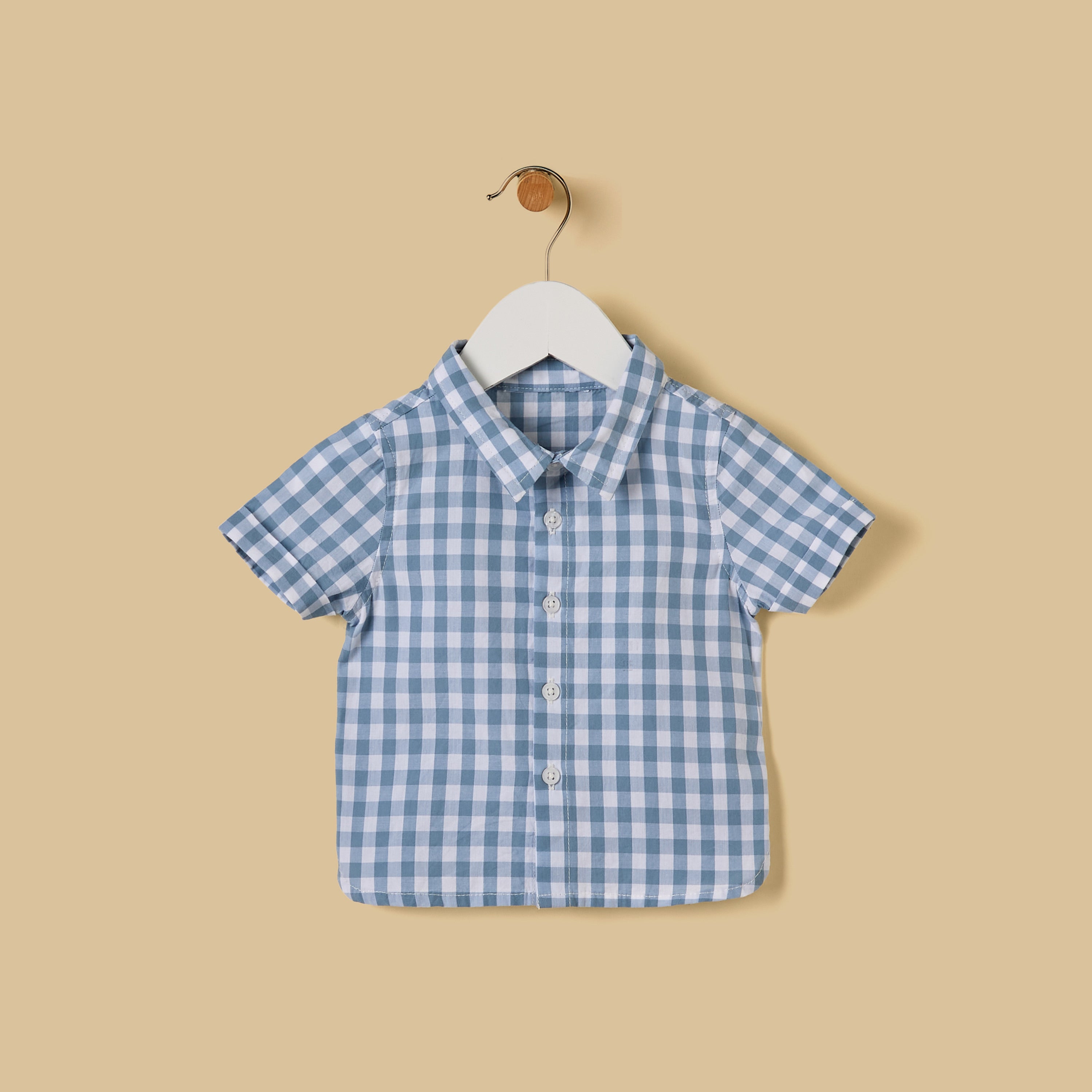 Gingham Cotton Shirt and Shorts Set