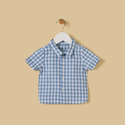 Gingham Cotton Shirt and Shorts Set