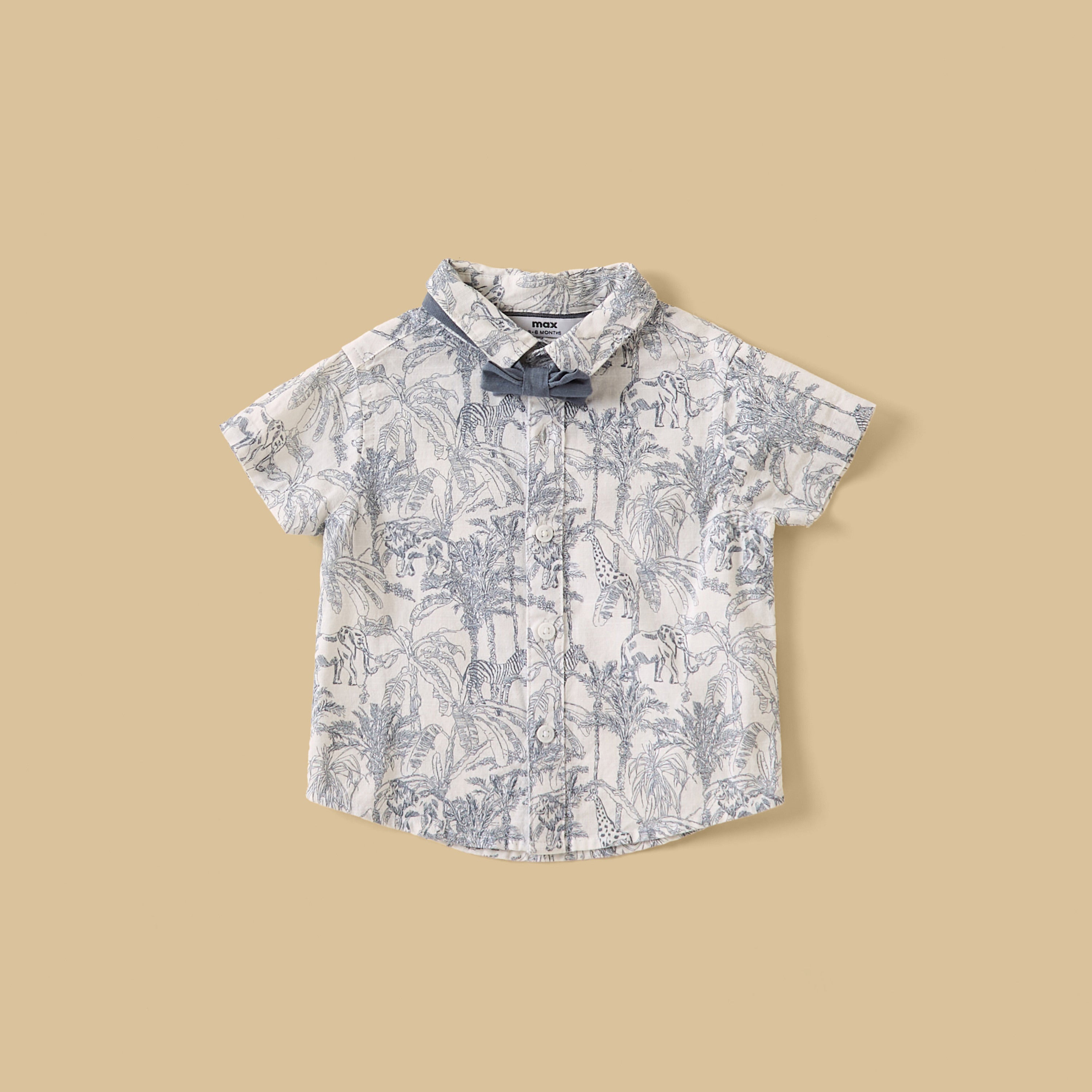 Safari Print Cotton Waistcoat with Shirt and Shorts Set