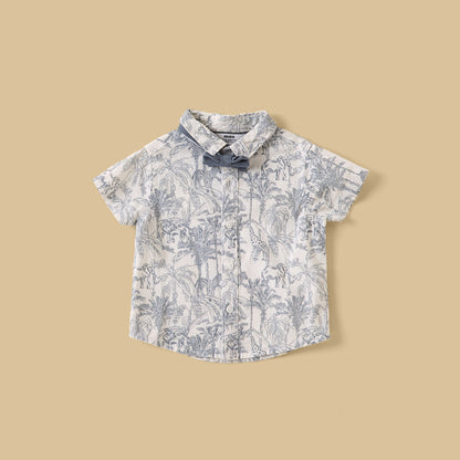 Safari Print Cotton Waistcoat with Shirt and Shorts Set