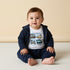 Printed Cotton Bodysuit with Zip Through Hoodie and Joggers - Blue / 12-18 mths
