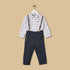 Checked Cotton Shirt and Trousers Set with Suspender - Grey / 12-18 mths