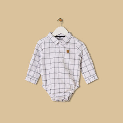 Checked Cotton Shirt and Trousers Set with Suspender