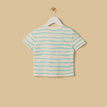 Aquatic 3D Applique Cotton T-shirt and Shorts Set