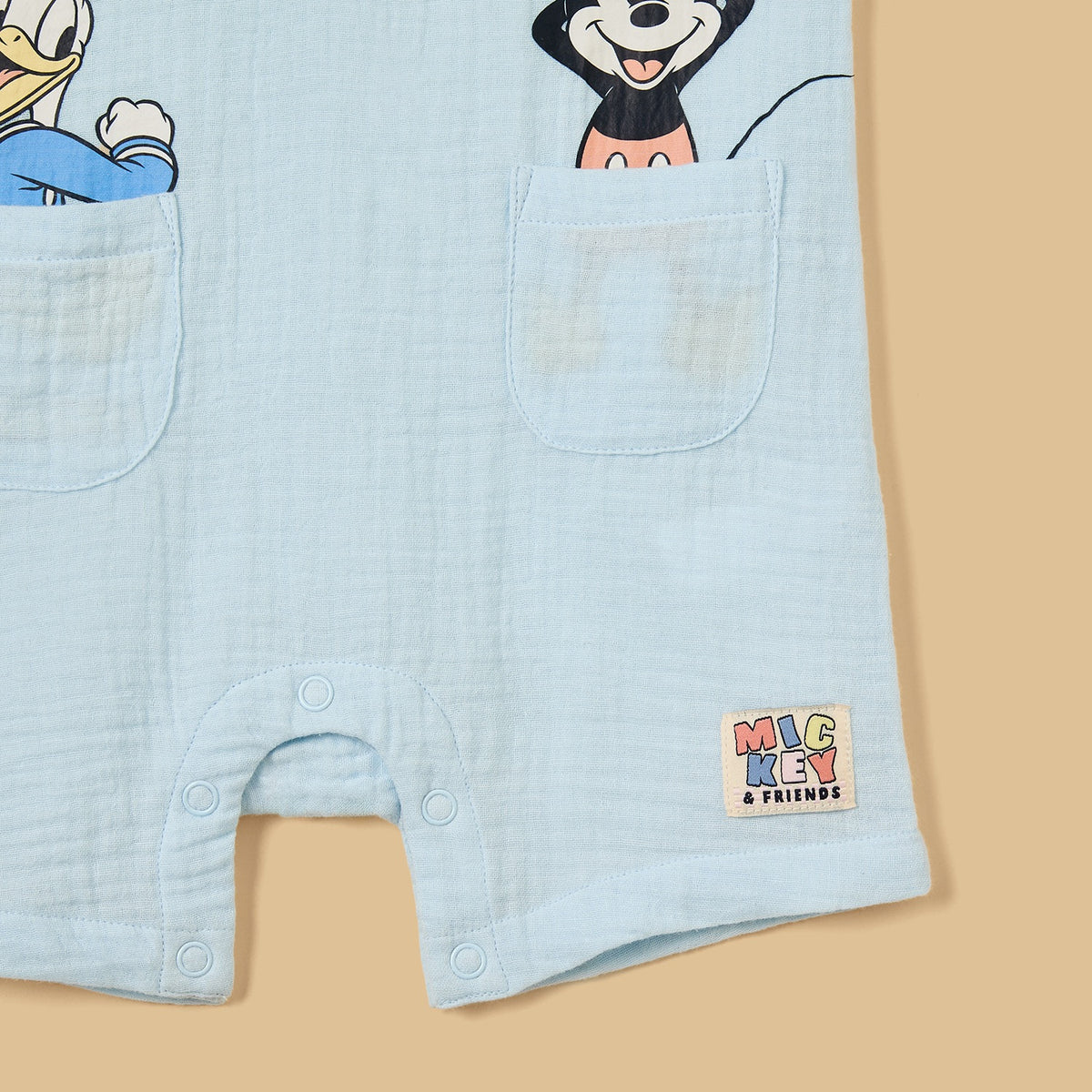 Mickey Mouse and Donald Duck Print Cotton Romper with Hat