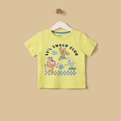 Graphic Print Cotton T-shirt and Shirt Set