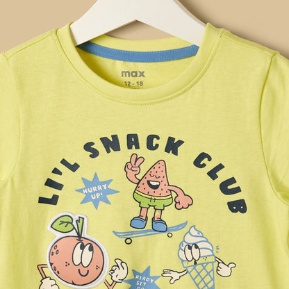 Graphic Print Cotton T-shirt and Shirt Set
