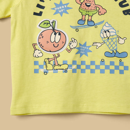 Graphic Print Cotton T-shirt and Shirt Set