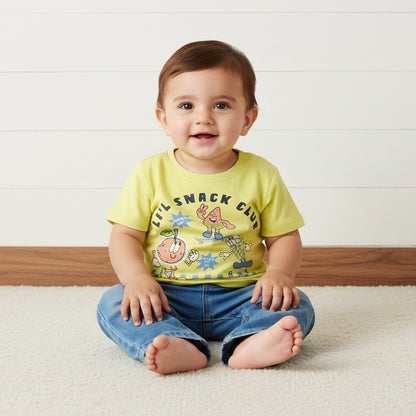 Graphic Print Cotton T-shirt and Shirt Set