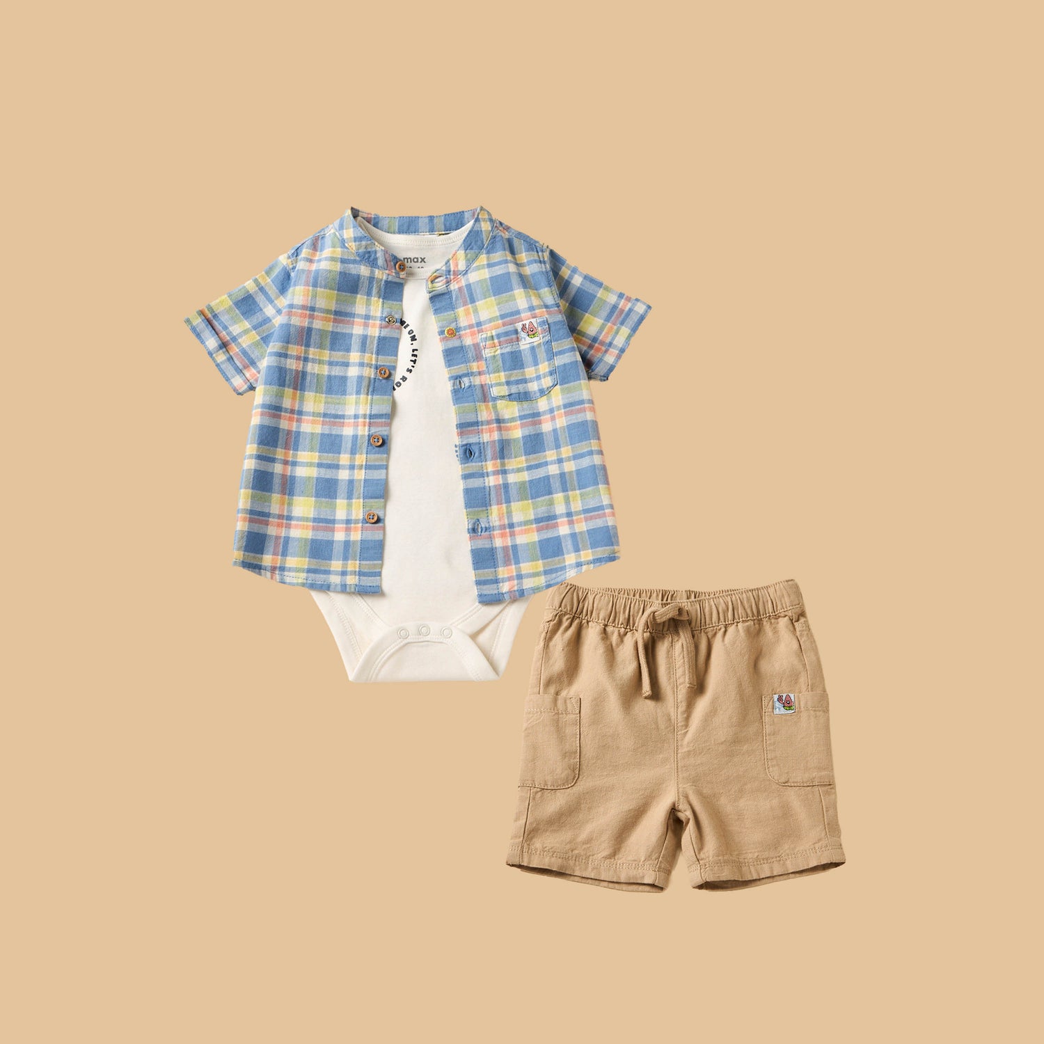 Checked Shirt with Bodysuit and Shorts - Multicolour / 12-18 mths