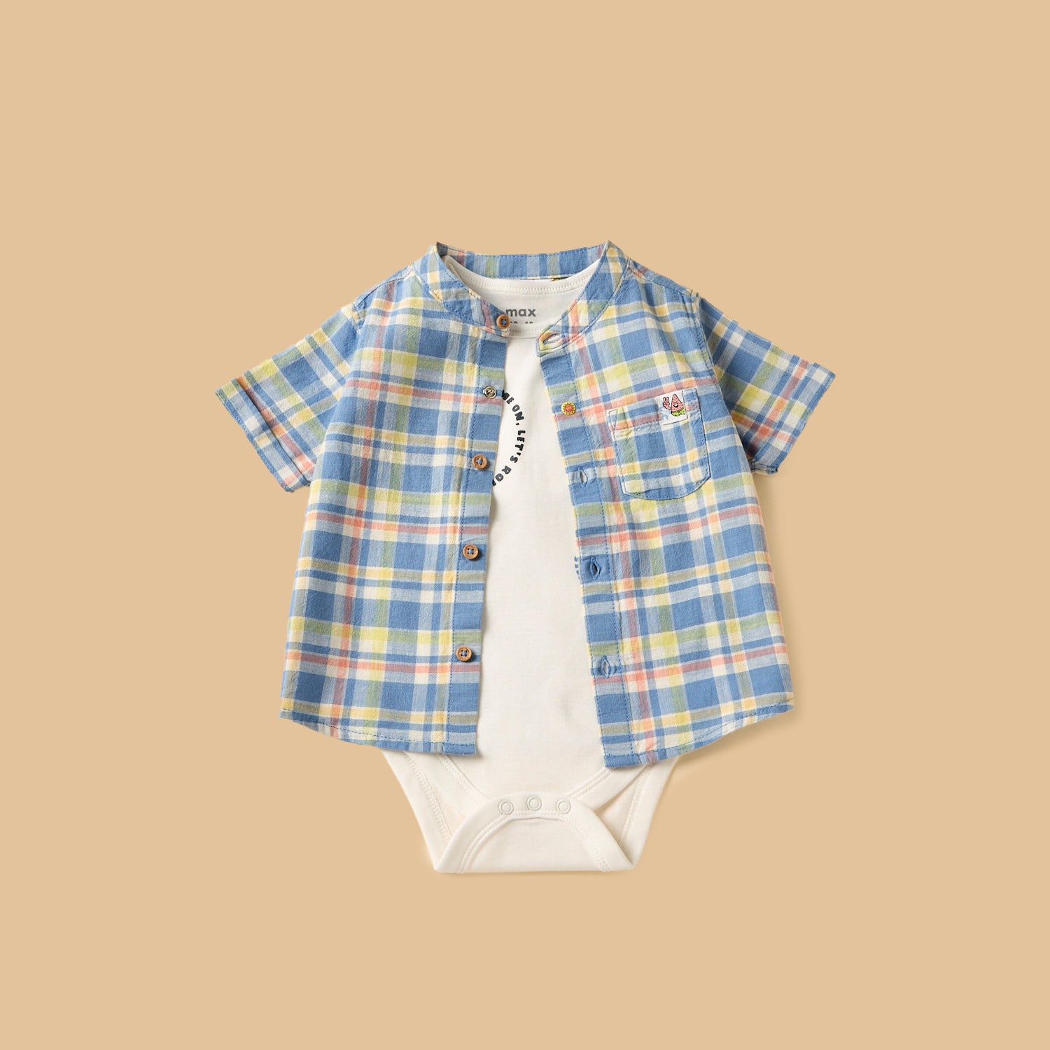Checked Shirt with Bodysuit and Shorts