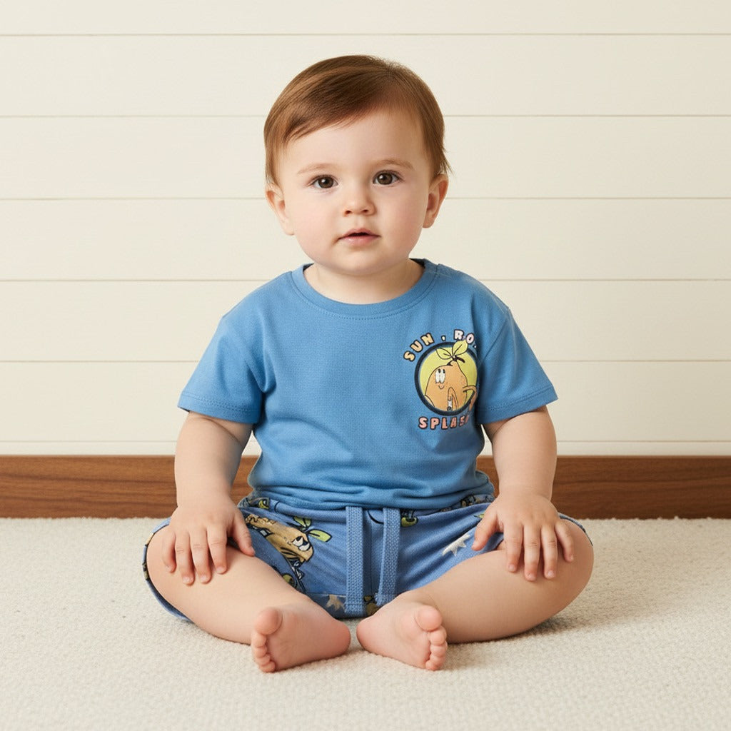 Printed Cotton T-shirt and Shorts Set - 12-18 MTHS