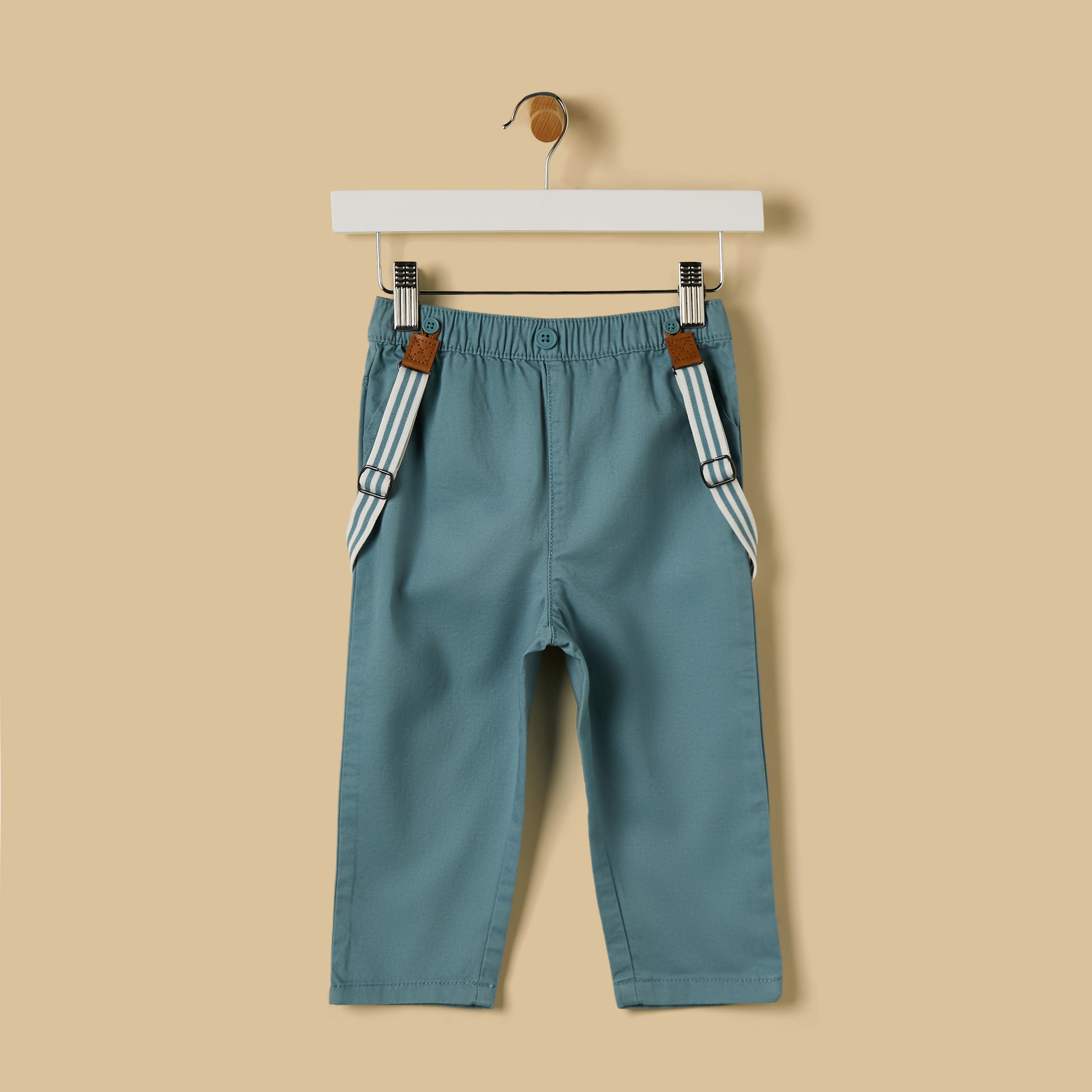Striped Polo T-shirt with Pants and Suspenders