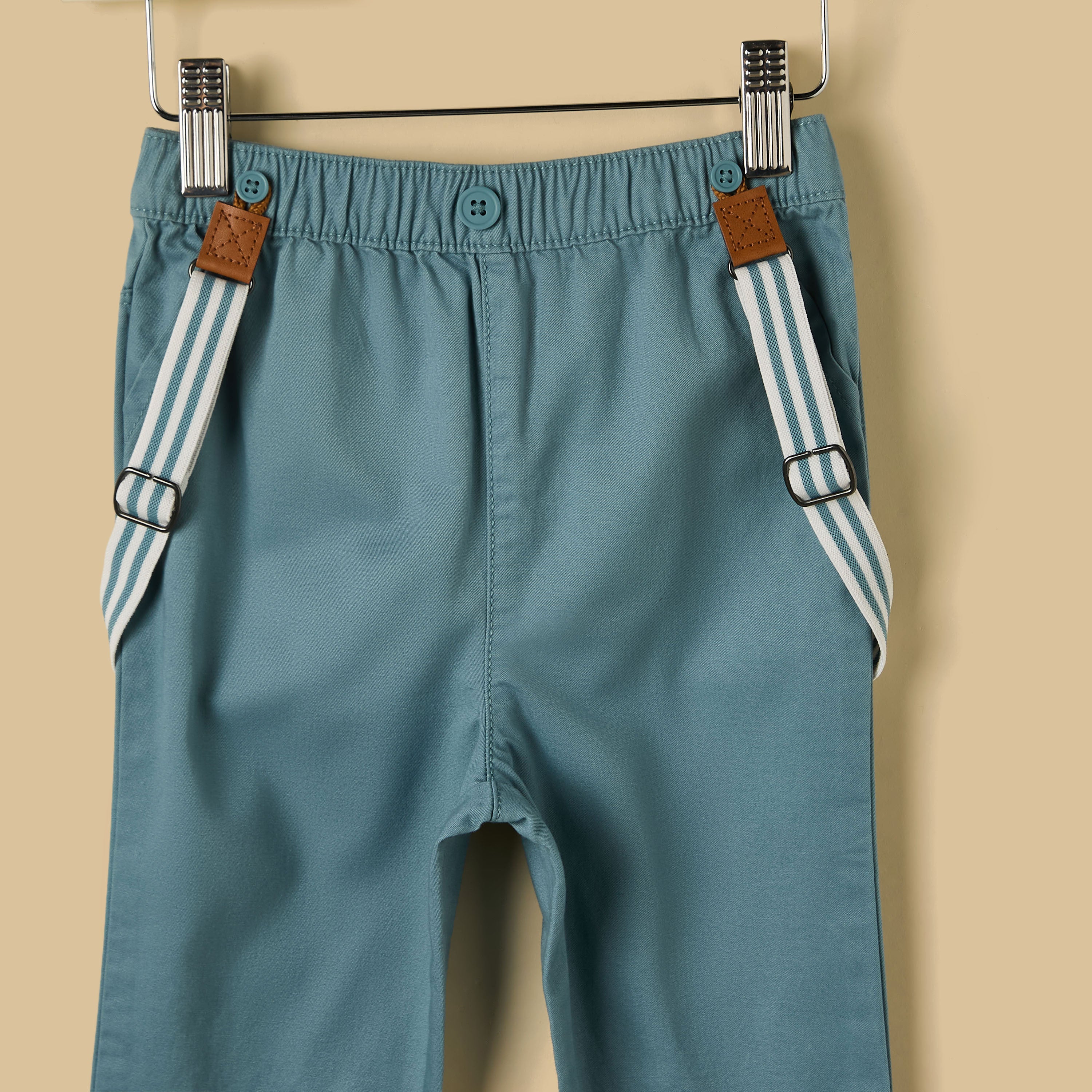 Striped Polo T-shirt with Pants and Suspenders