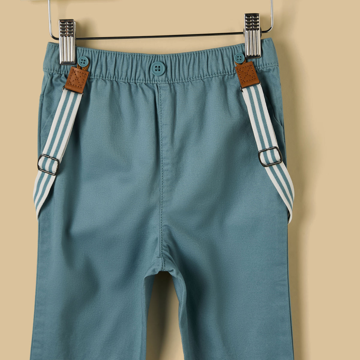 Striped Polo T-shirt with Pants and Suspenders